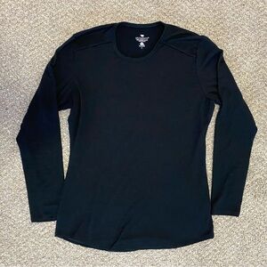 Seg’Ments Womens Large 100% Merino Wool Black LS T-shirt EUC